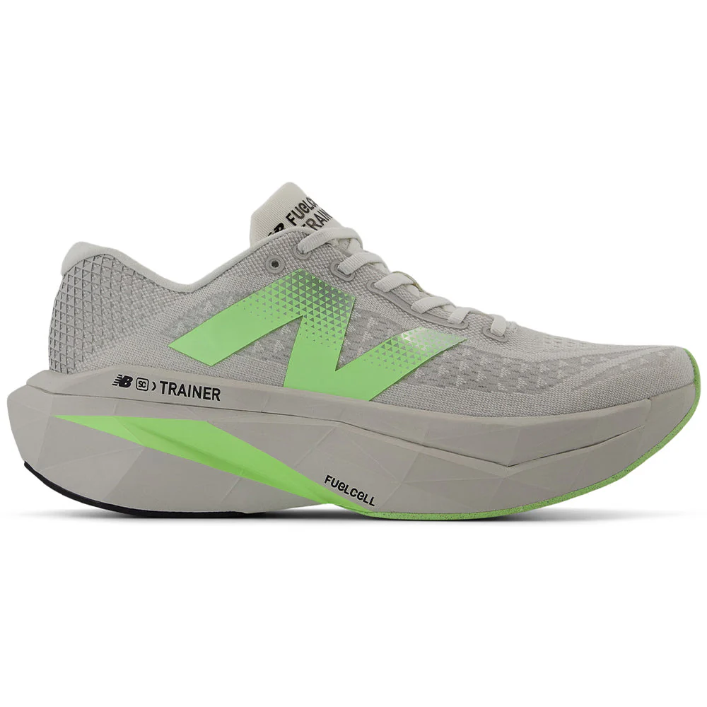 Men's New Balance FuelCell SuperComp Trainer v3, Grey Matter/Mint Flash/Silver Metallic, 9 D Medium