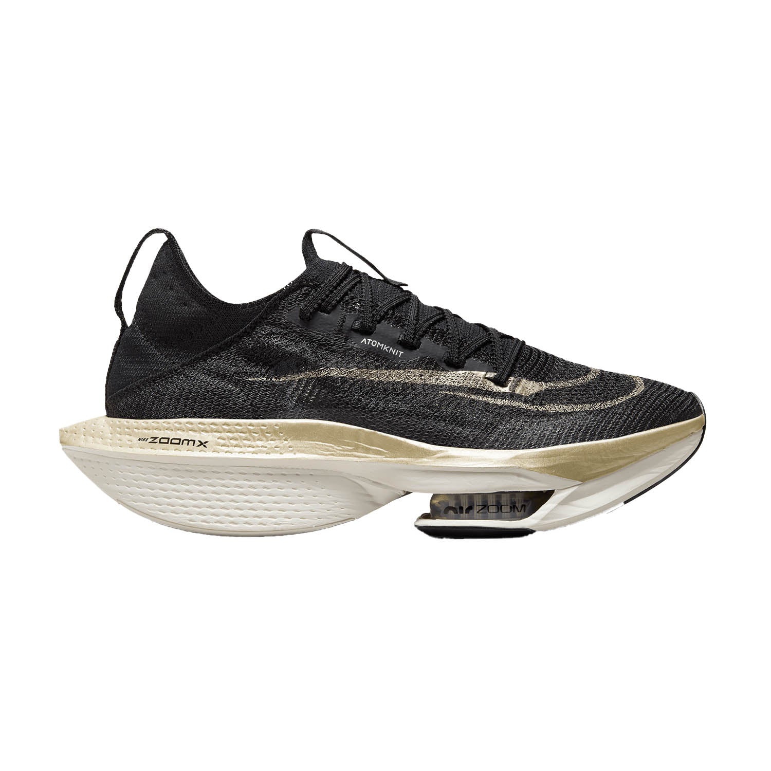 Men's Nike ZoomX Alphafly Next% 2, Black/Metallic Gold Grain-Sail, 11.5 D Medium