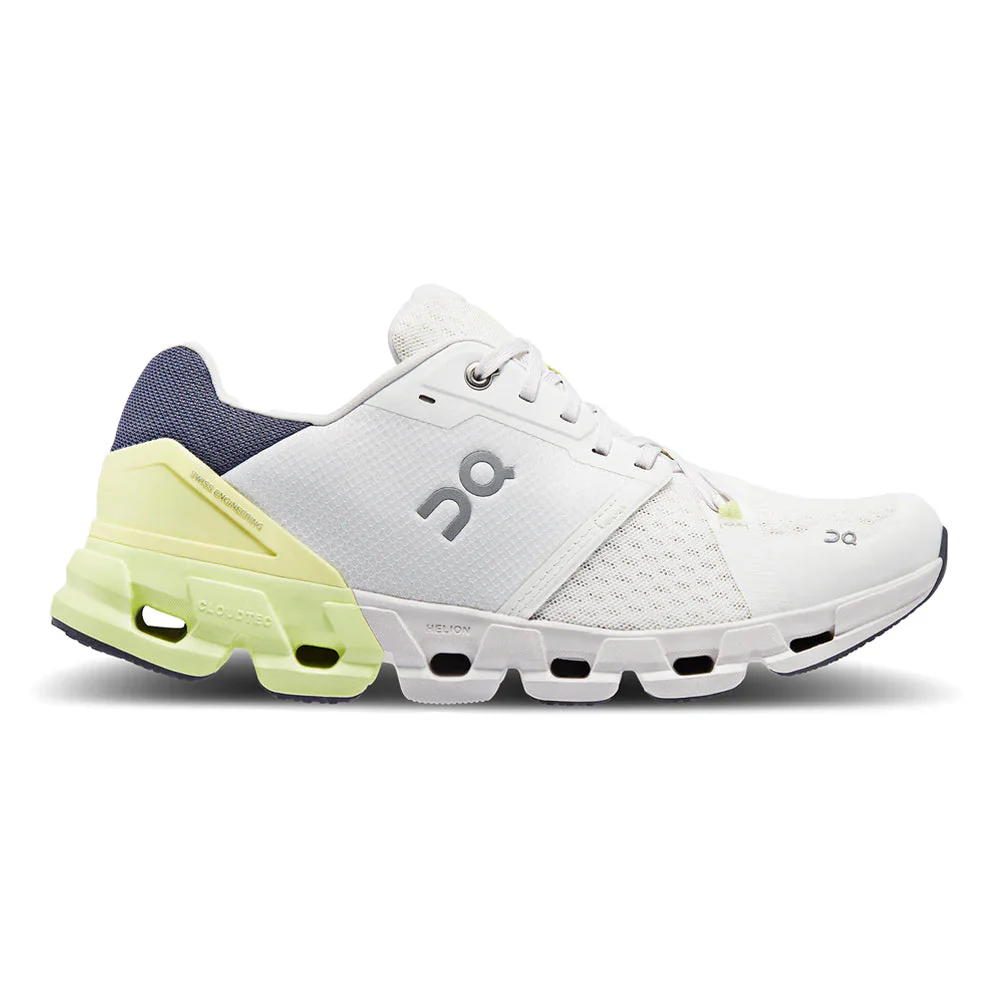 Men's On Cloudflyer 4, White/Hay, 10 D Medium