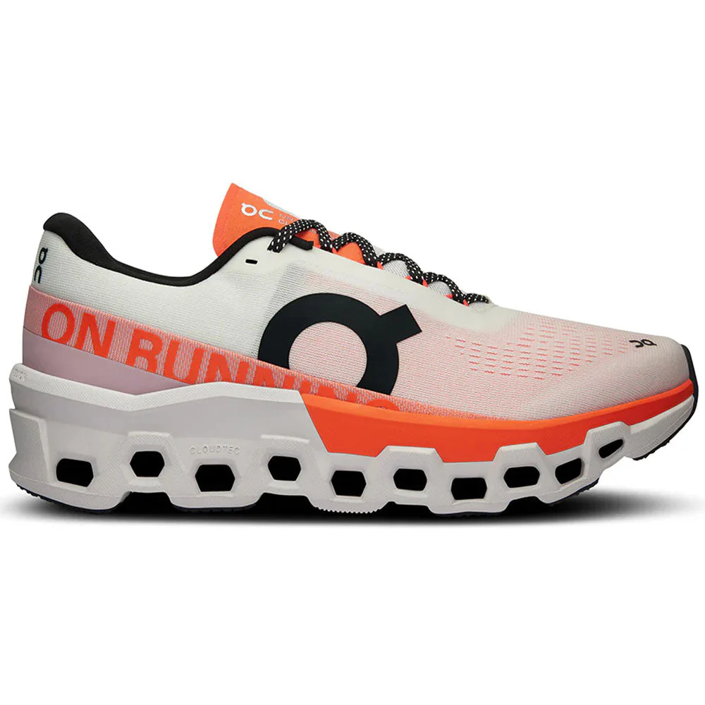 Men's On Cloudmonster 2, White/Flame, 9 D Medium