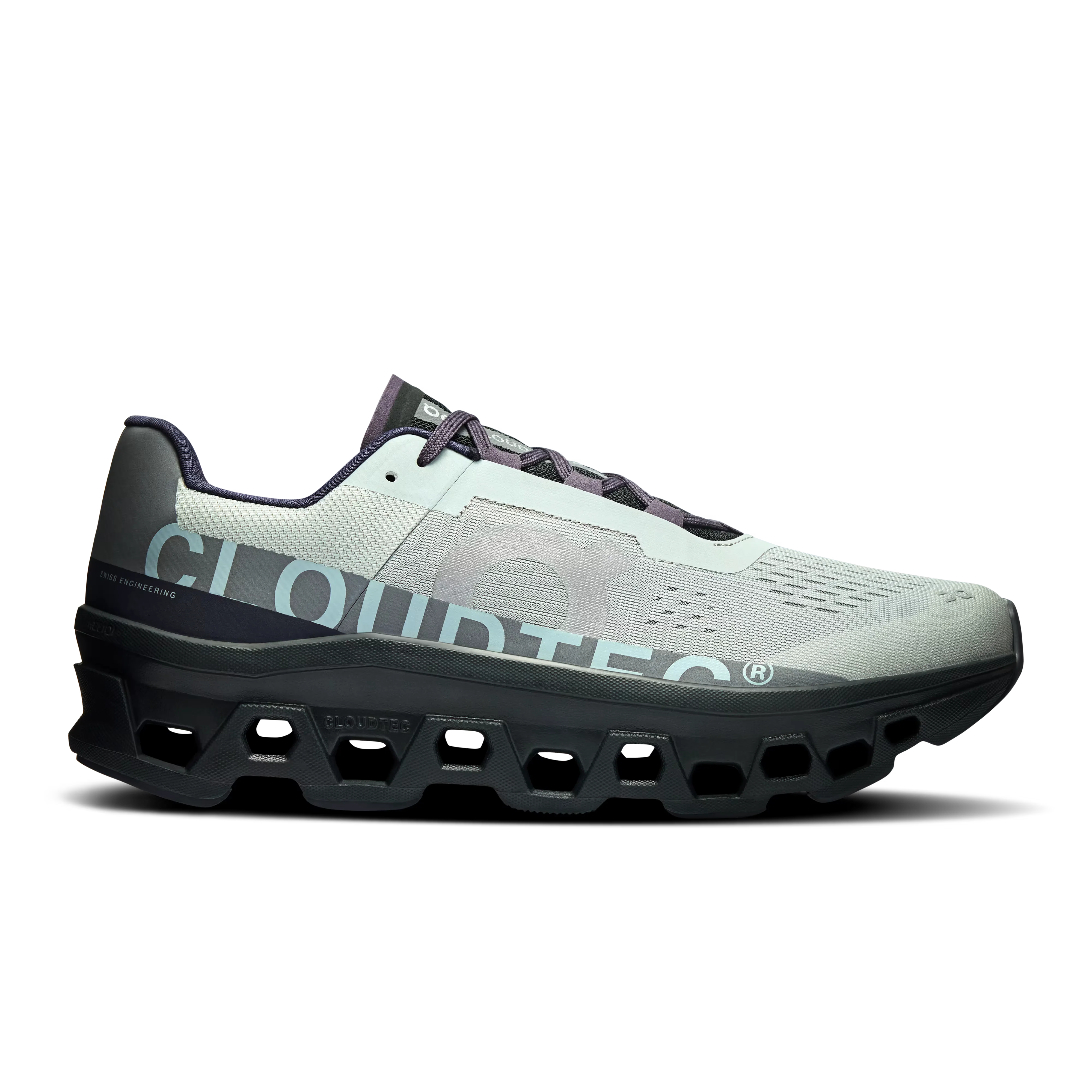 Men's On Cloudmonster, Glacier/Black, 7.5 D Medium