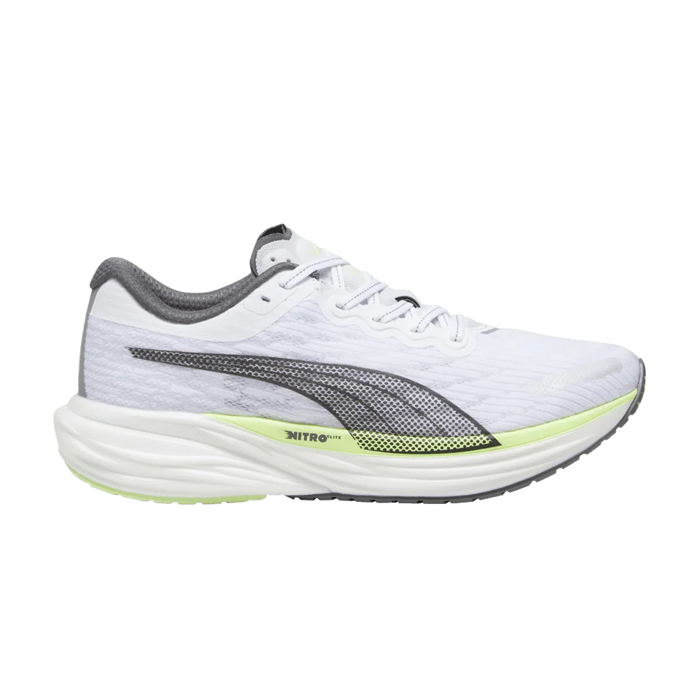 Men's Puma Deviate Nitro 2, White//Green/Cool Dark Grey, 13 D Medium