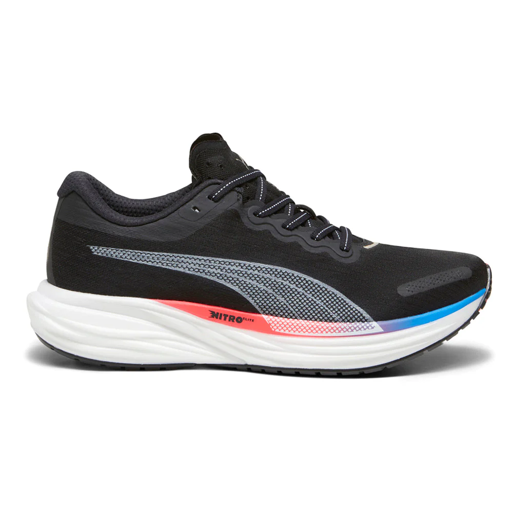 Men's Puma Deviate Nitro 2, Black/Ultra Blue/Fire Orchid, 9.5 D Medium