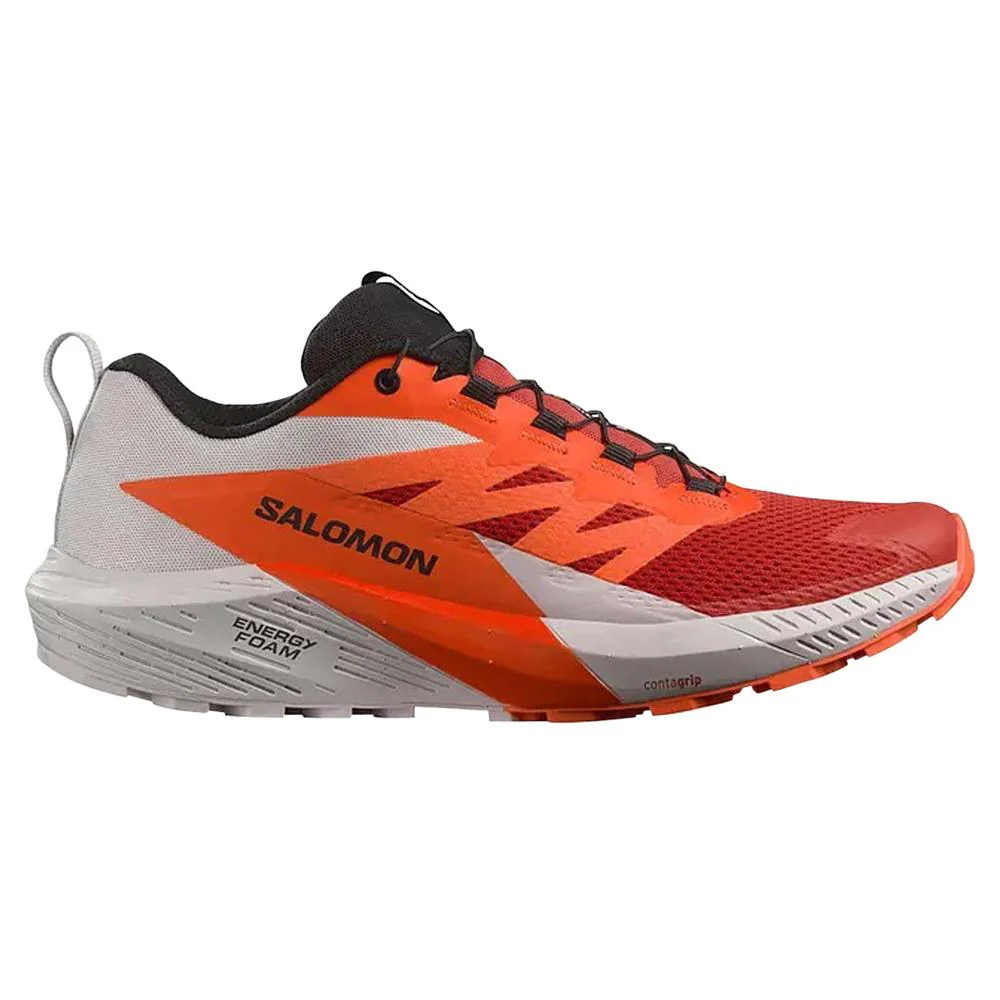Men's Salomon Sense Ride 5, Lunar Rock/Shocking Orange/Fiery Red, 11.5 D Medium