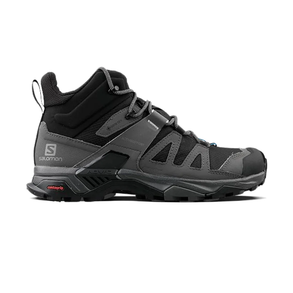 Men's Salomon X Ultra 4 Mid GTX, Black/Magnet/Pearl Blue, 12.5 D Medium