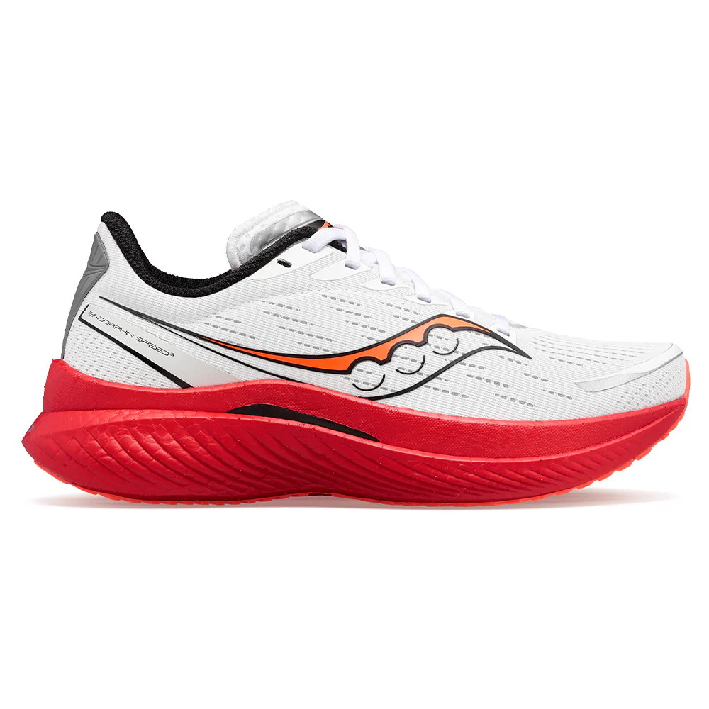 Men's Saucony Endorphin Speed 3, White/Black/Vizi, 8 D Medium