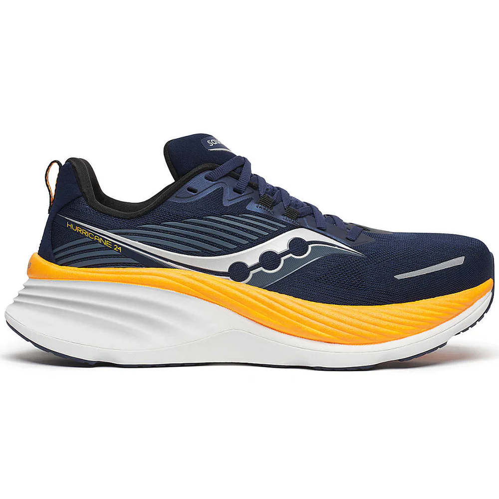 Men's Saucony Hurricane 24, Navy/Peel, 12 2E Wide