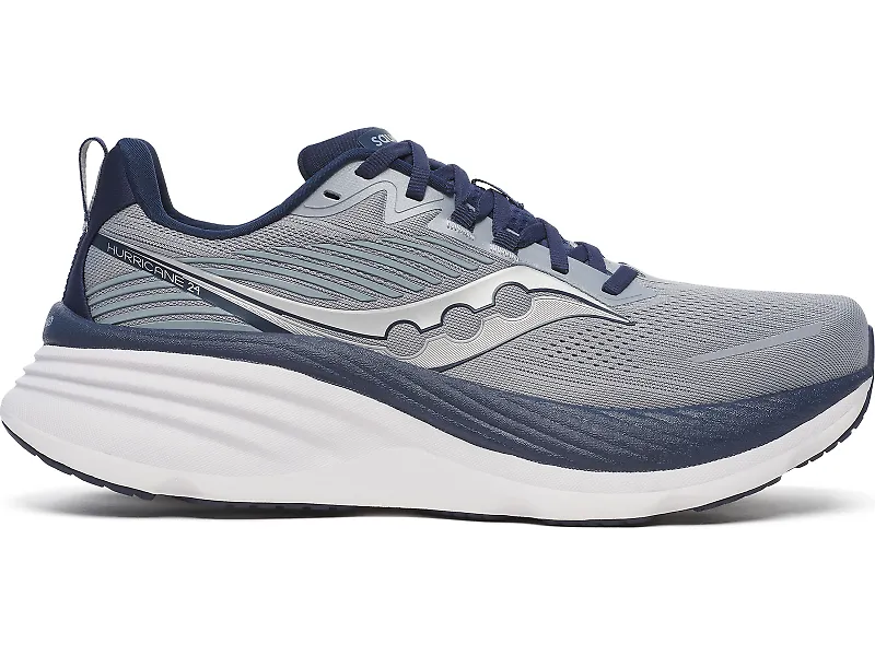 Men's Saucony Hurricane 24, Flint/Navy, 10 2E Wide