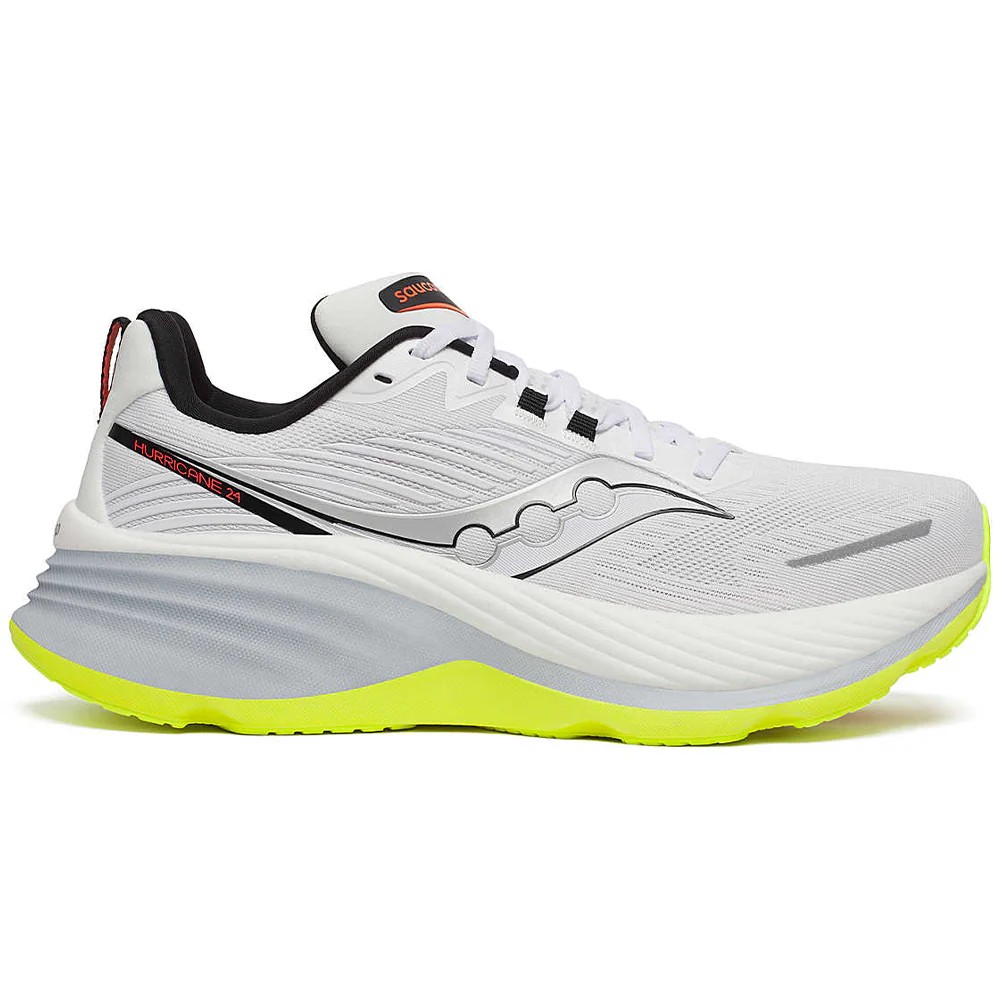 Men's Saucony Hurricane 24, White/Black, 10 D Medium