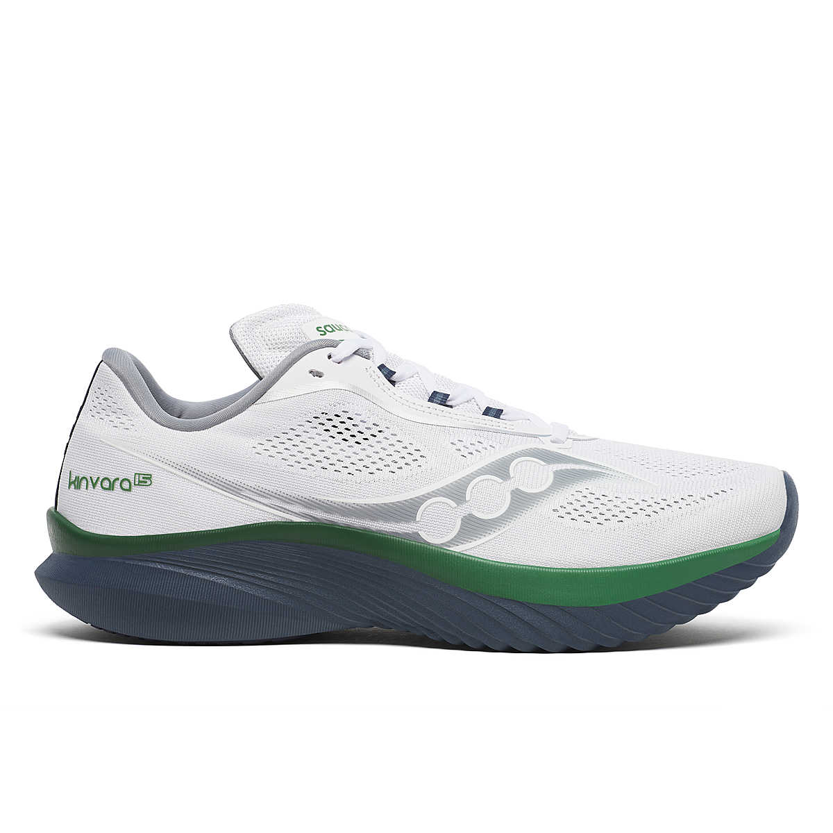 Men's Saucony Kinvara 15, White/Navy, 11.5 D Medium