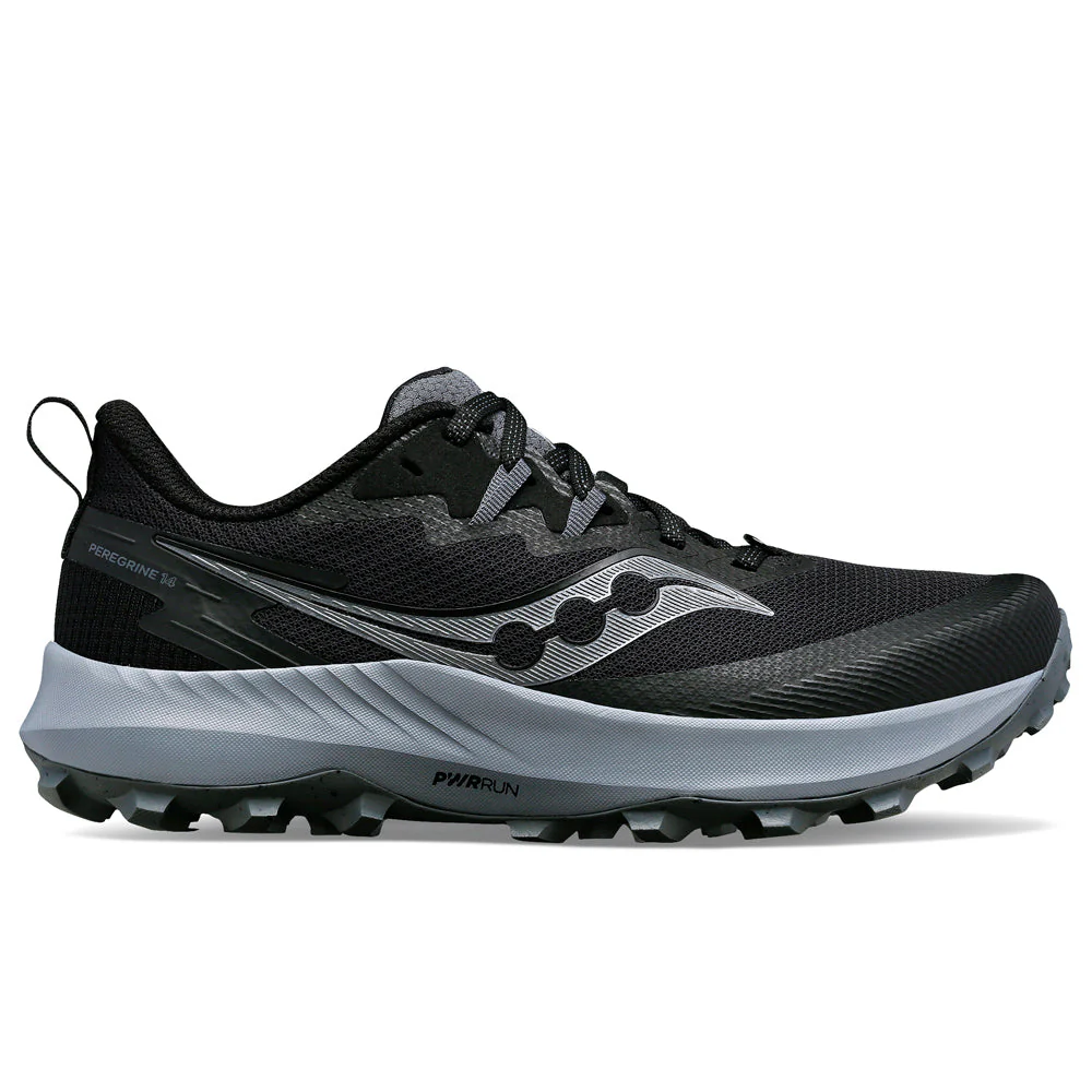 Men's Saucony Peregrine 14, Black/Carbon, 10.5 D Medium