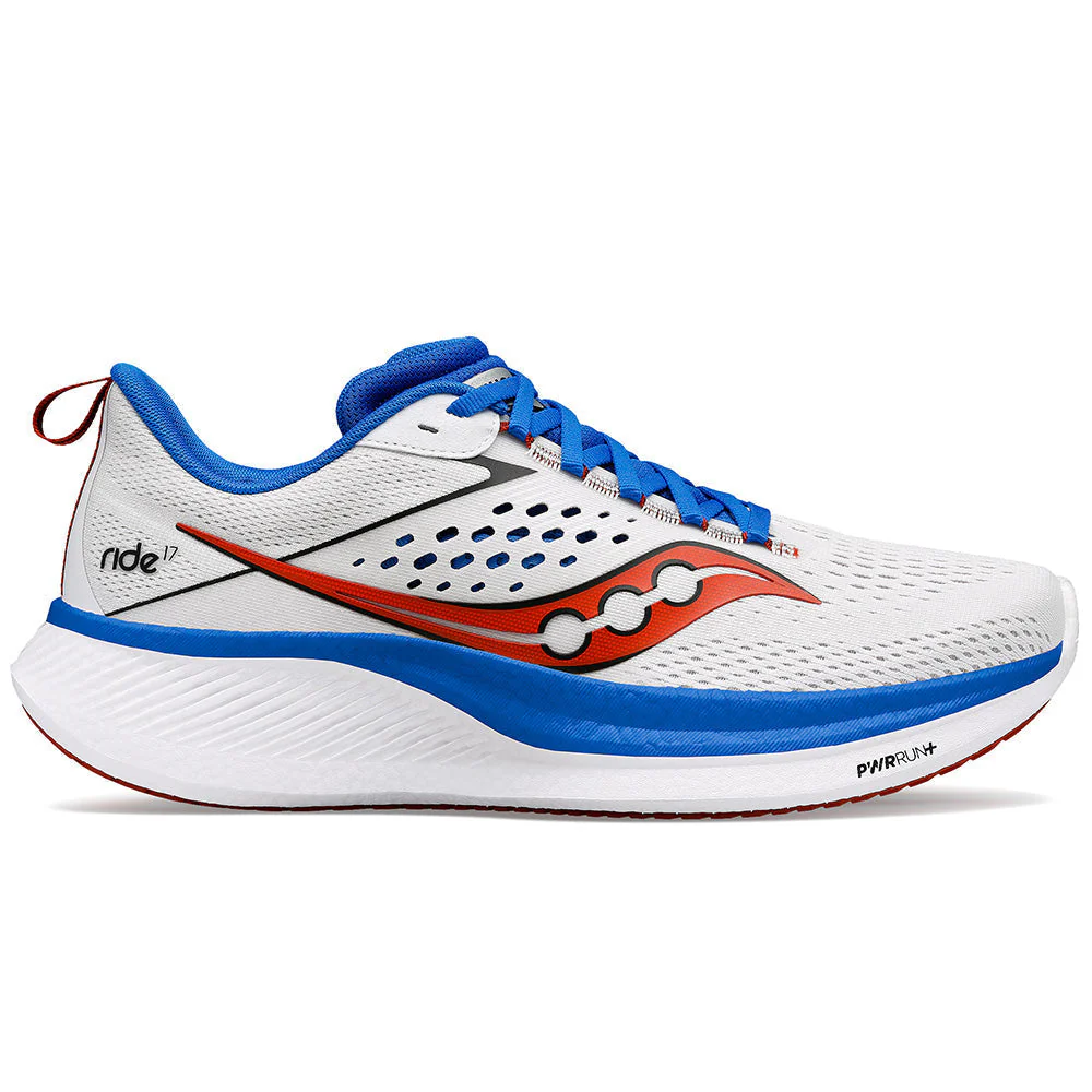 Men's Saucony Ride 17, White/Cobalt, 13 D Medium