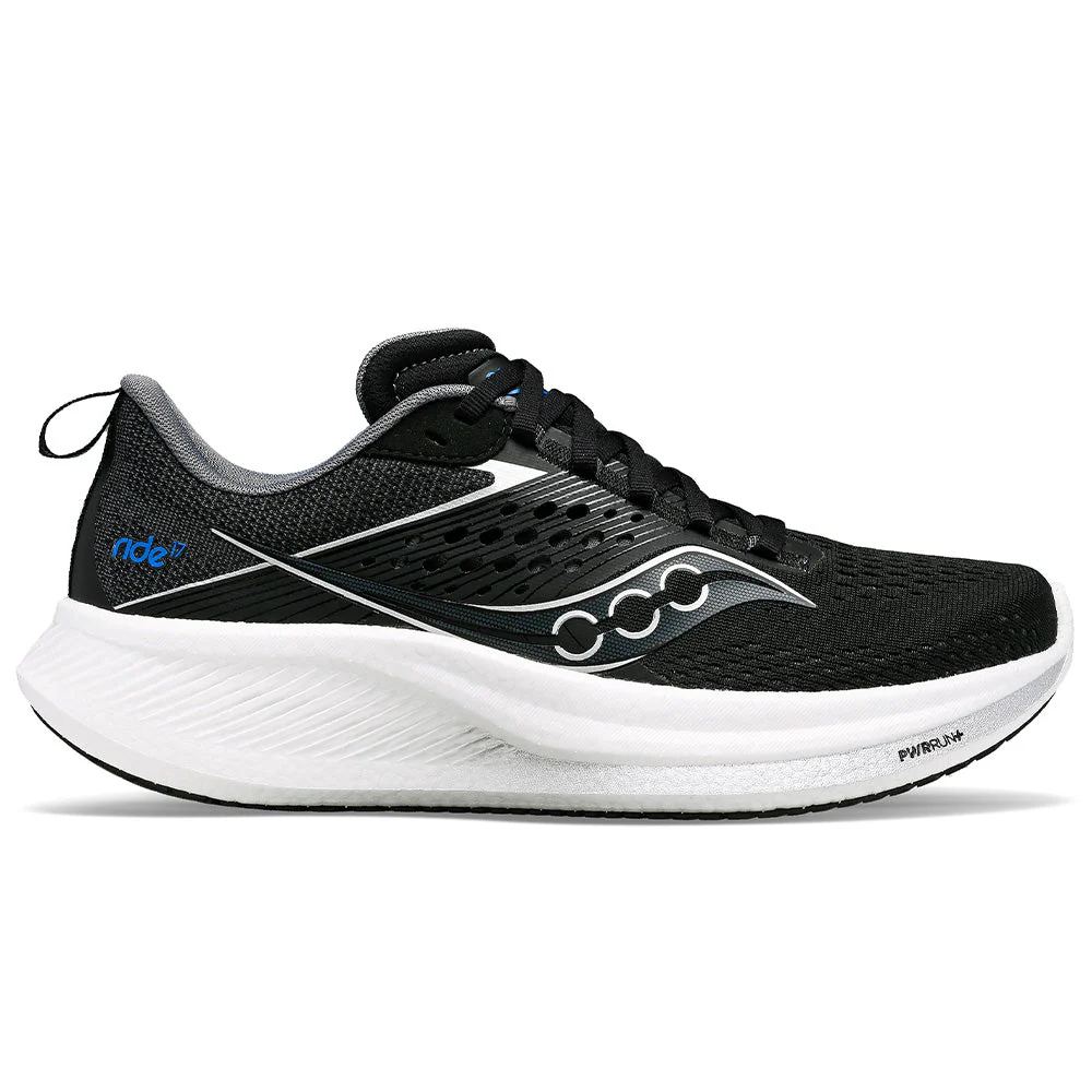 Men's Saucony Ride 17, Black/White, 8 D Medium