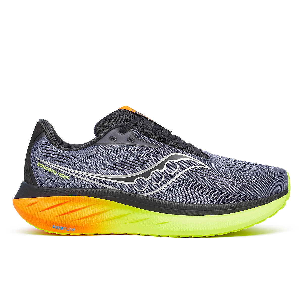 Men's Saucony Ride 18, Shadow/Vizi, 15 D Medium