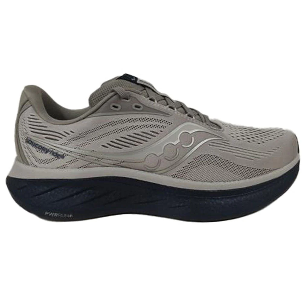 Men's Saucony Ride 18, Dove/Navy, 9.5 2E Wide