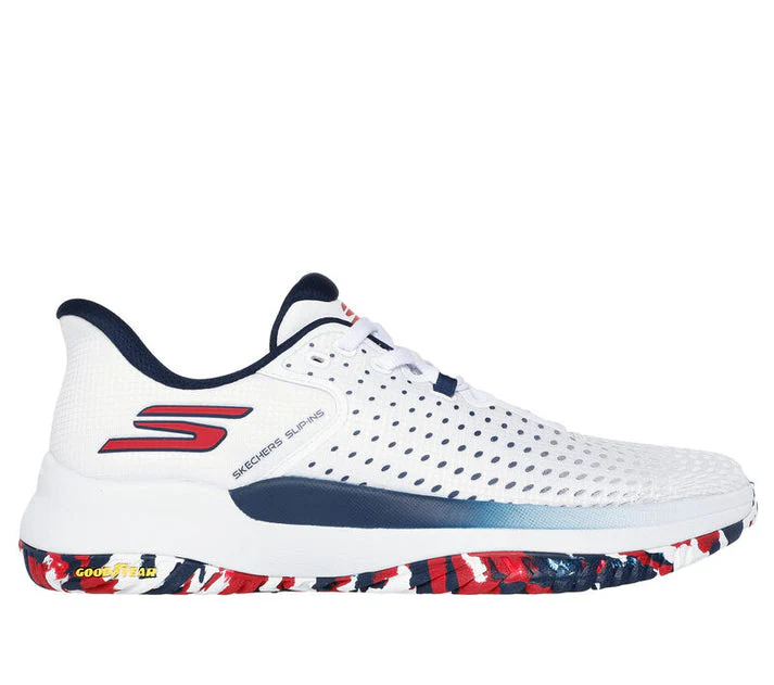 Men's Skechers Viper Court Elite, White/Navy/Red, 11 D Medium