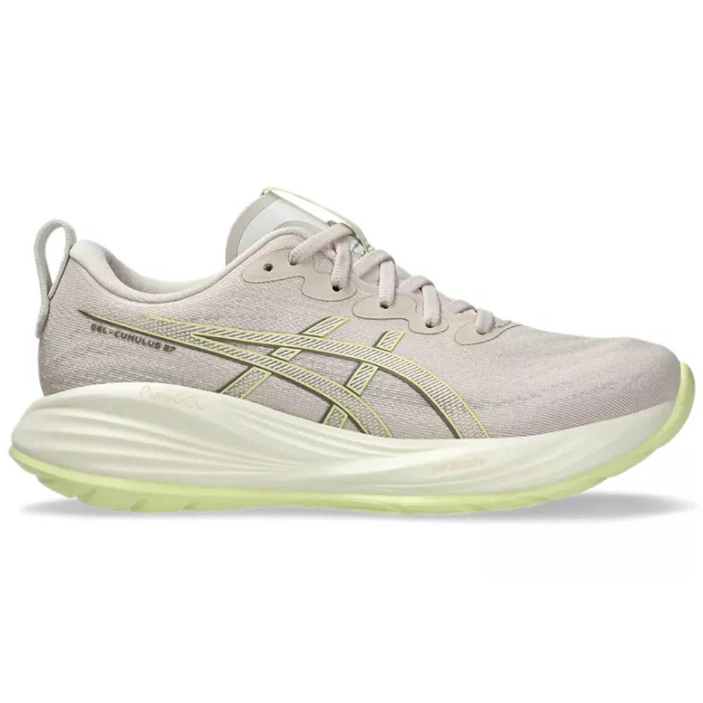 Women's Asics Gel-Cumulus 27, Mineral Beige/Huddle Yellow, 9 B Medium