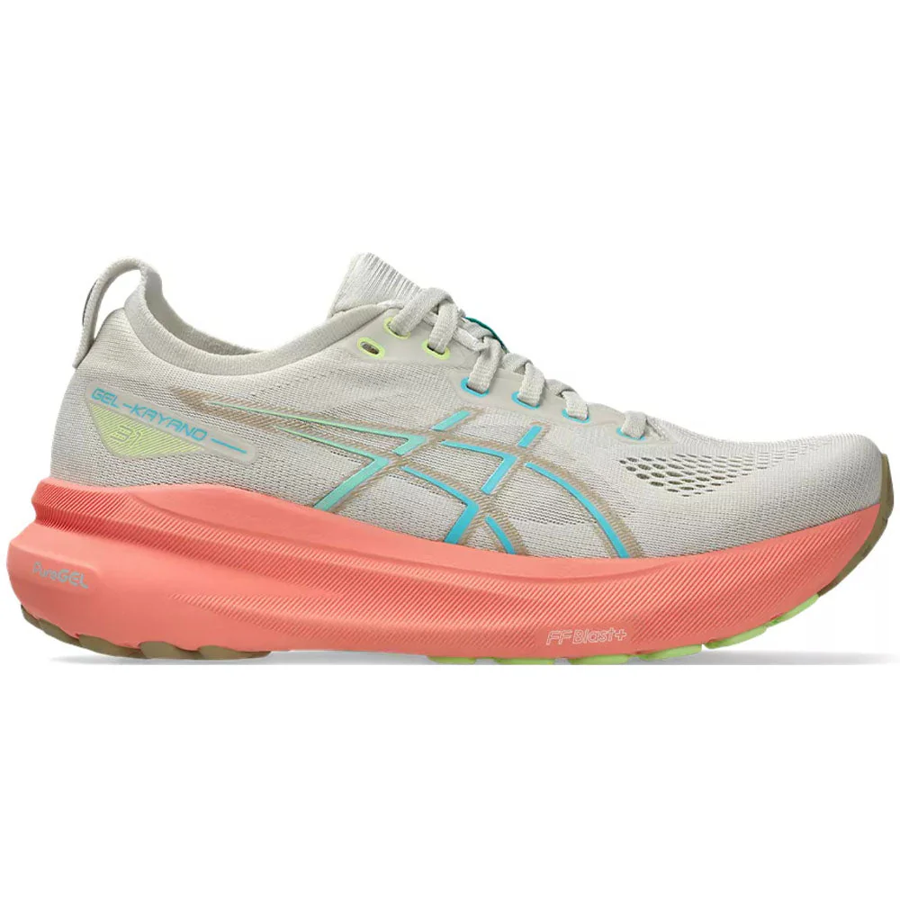 Women's Asics Gel-Kayano 31, Birch/Energy Aqua, 6.5 B Medium
