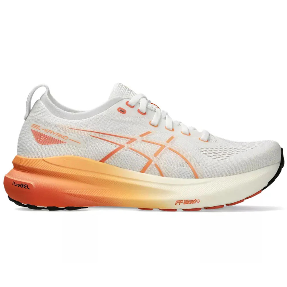 Women's Asics Gel-Kayano 31, White/Faded Orange, 7 B Medium
