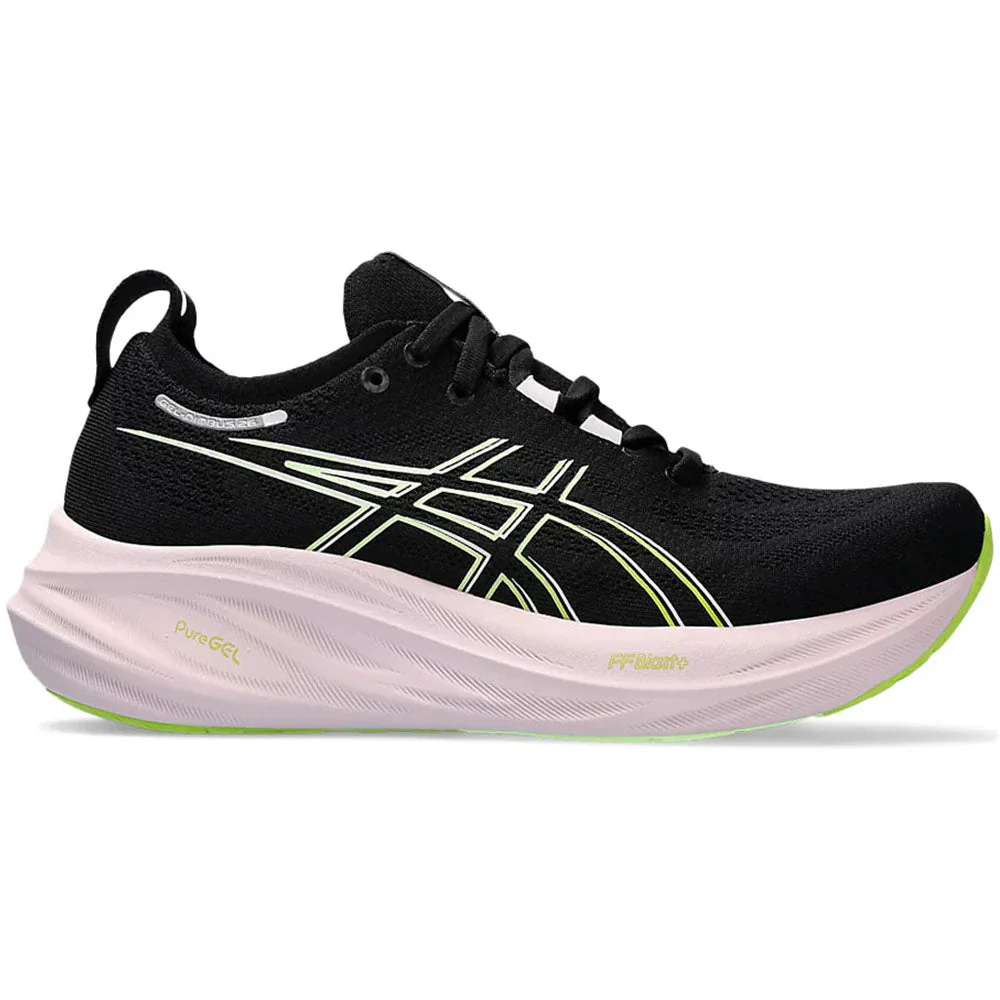 Women's Asics Gel-Nimbus 26, Black/Neon Lime, 6 B Medium