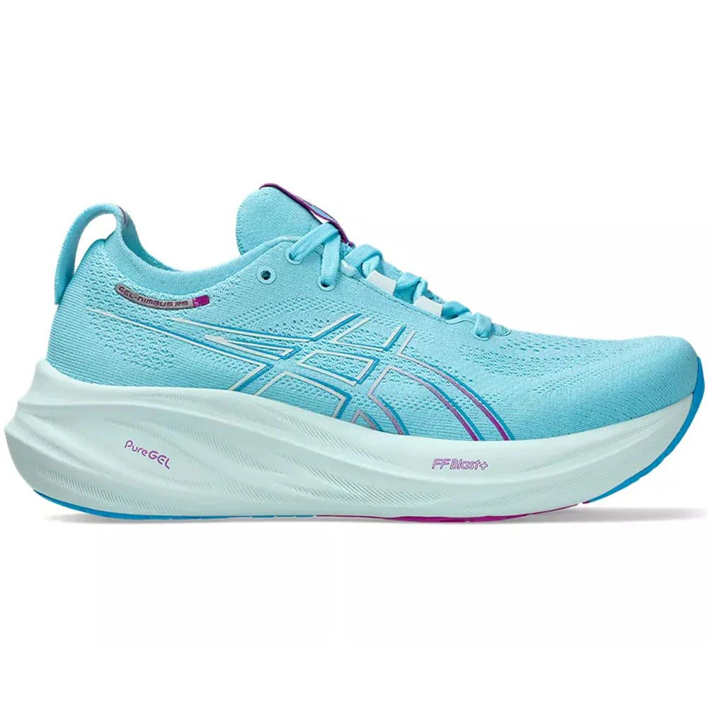 Women's Asics Gel-Nimbus 26, Bright Cyan/Bold Magenta, 7.5 B Medium
