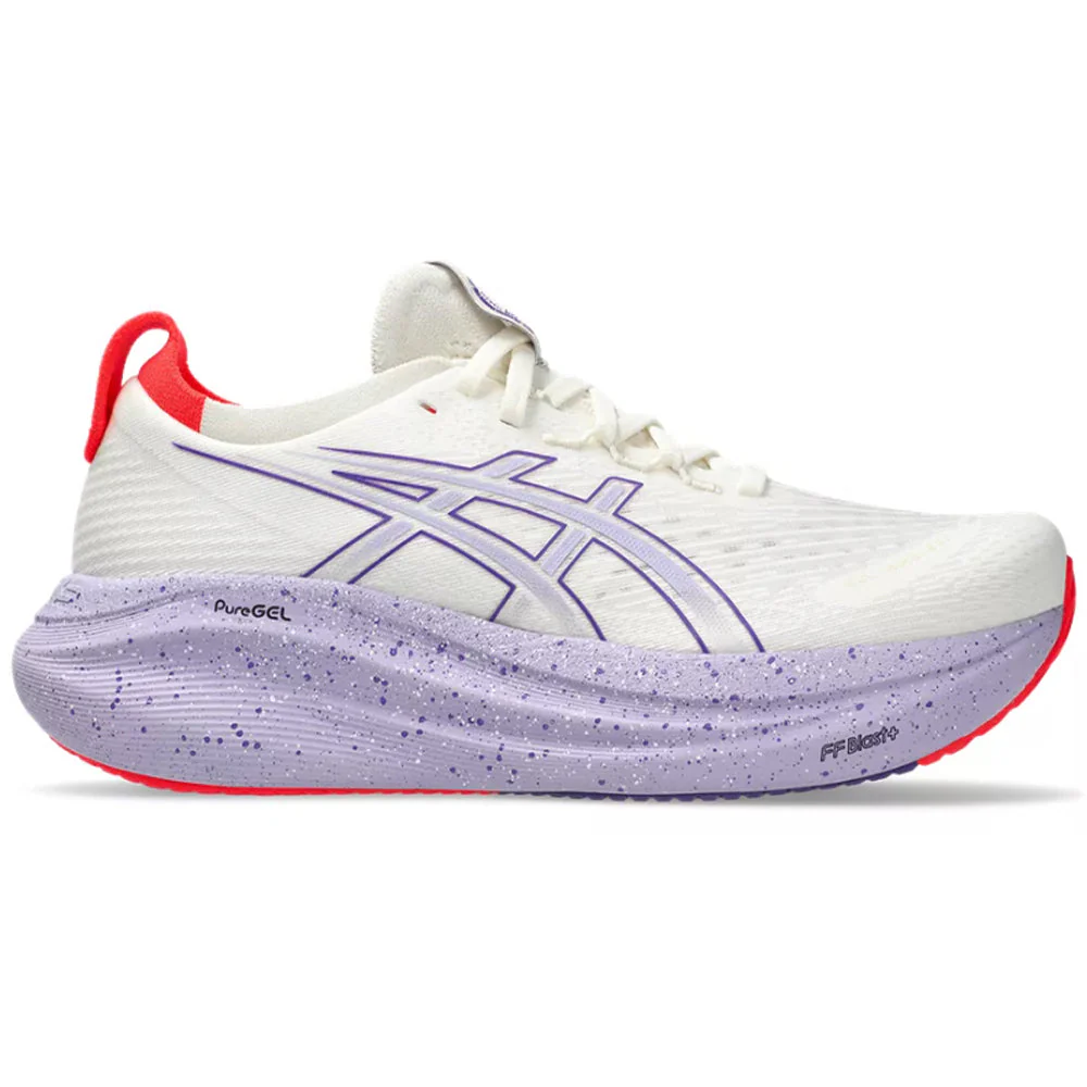 Women's Asics Gel-Nimbus 27, Cream/Edo Purple, 9 B