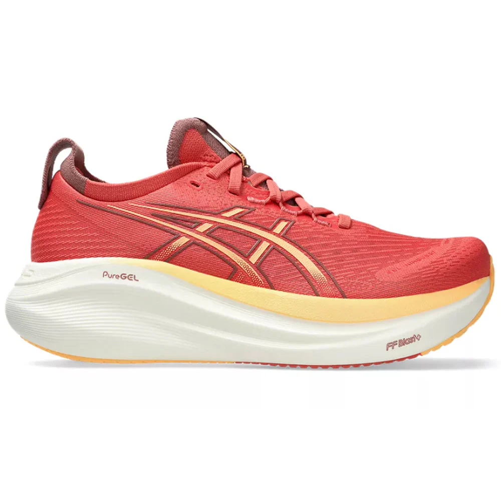 Women's Asics Gel-Nimbus 27, Dark Pink Clay/Orange Glow, 8.5 B Medium