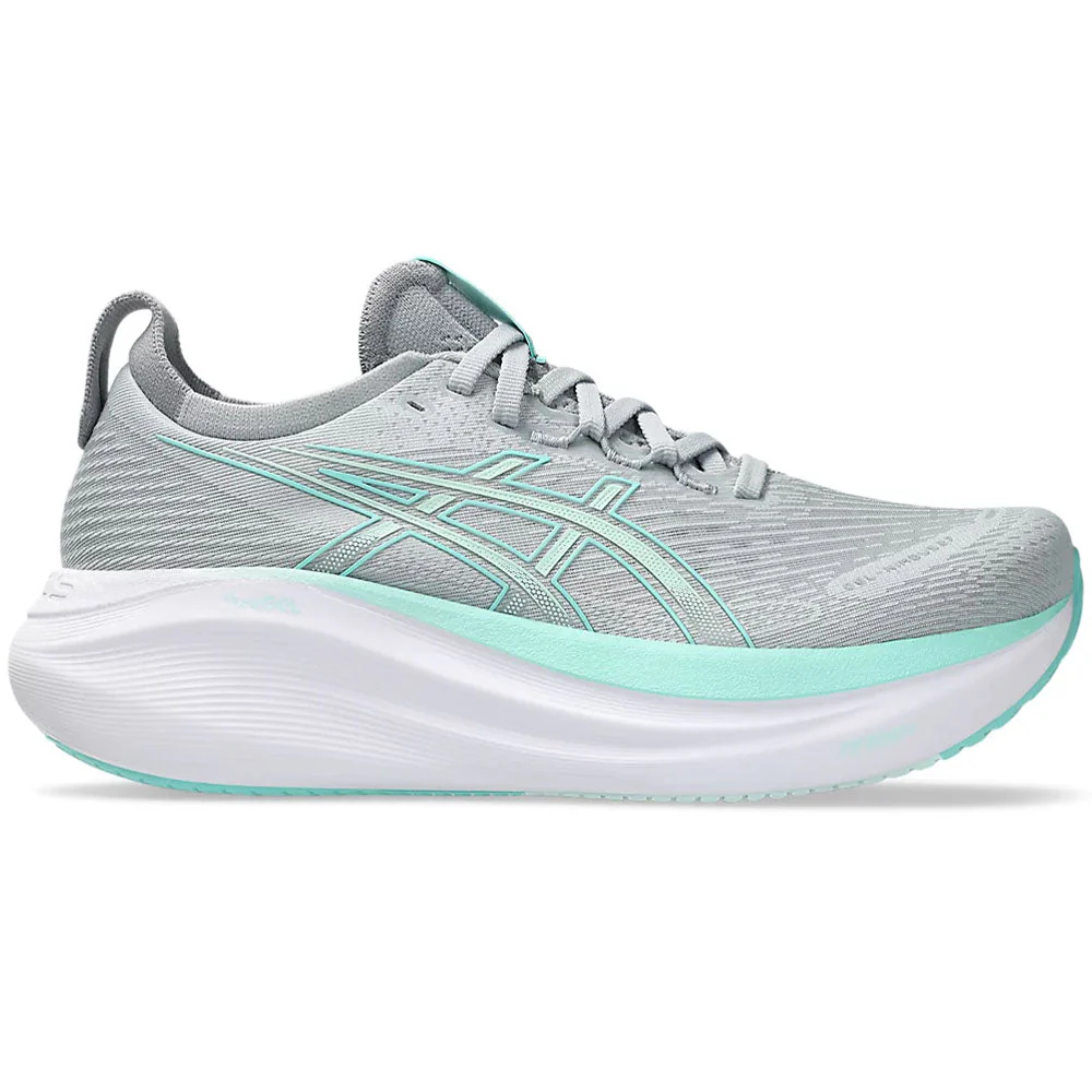 Women's Asics Gel-Nimbus 27, Piedmont Grey/Illuminate Mint, 9 B Medium