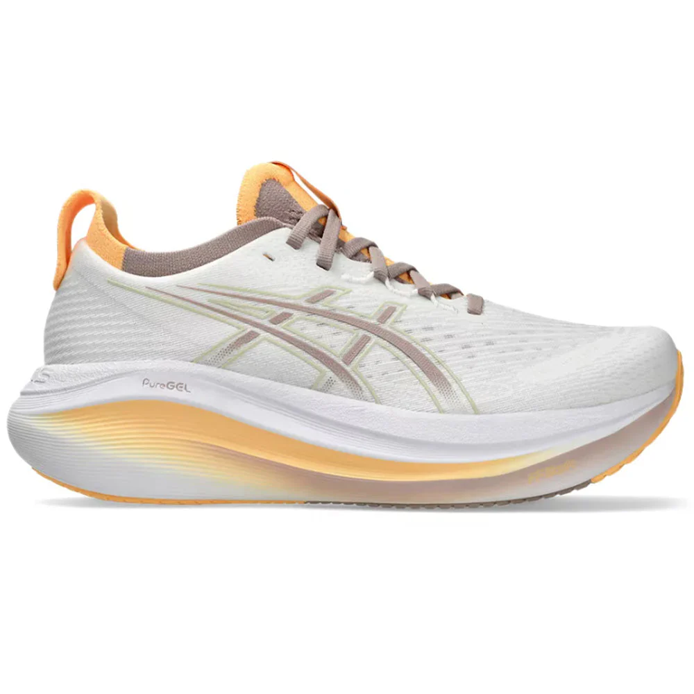 Women's Asics Gel-Nimbus 27, White/Fawn, 7 B Medium