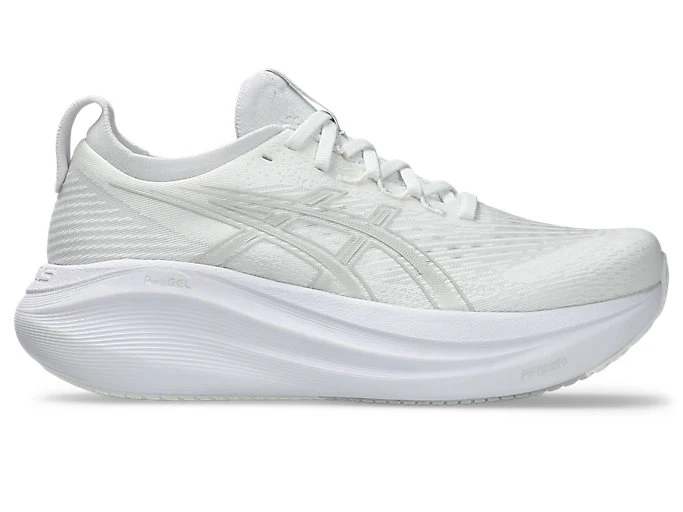 Women's Asics Gel-Nimbus 27, White/Glacier Grey, 8.5 B Medium