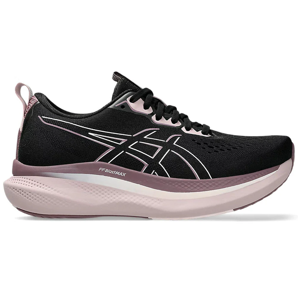 Women's Asics Glideride Max, Black/Pale Pink, 11 B Medium