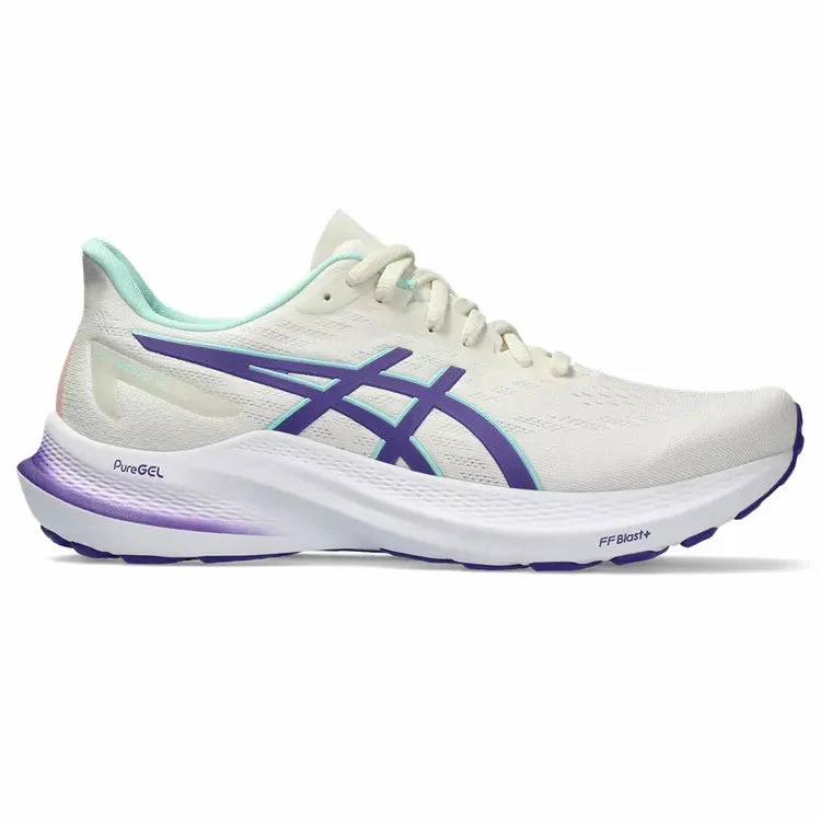 Women's Asics GT-2000 12, Cream/Violet, 7.5 B Medium