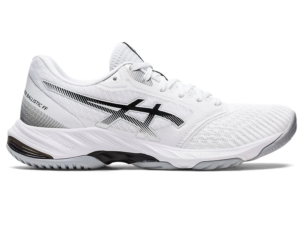 Women's Asics Netburner Ballistic FF 3, White/Black, 10 D Wide