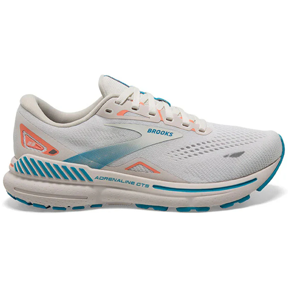 Women's Brooks Adrenaline GTS 23, Coconut/Papaya/Blue, 11.5 B Medium