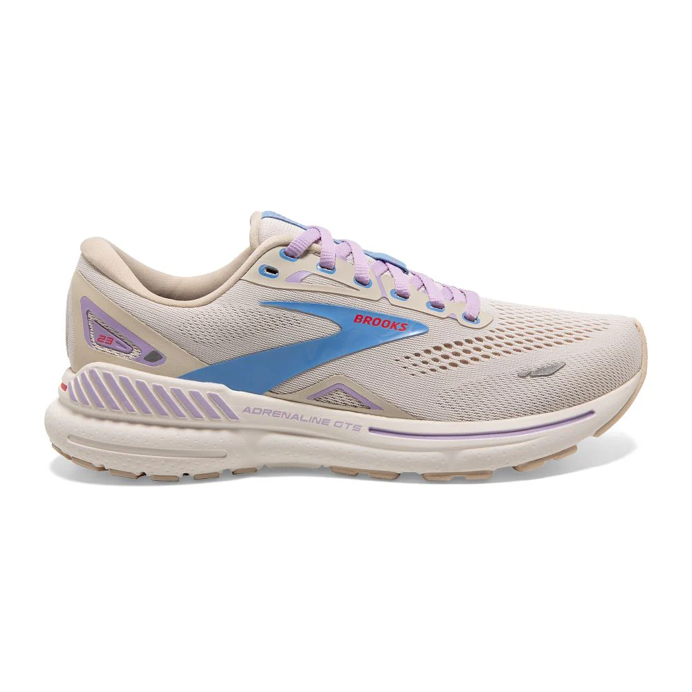 Women's Brooks Adrenaline GTS 23, Parchment/White/Vista, 10 B Medium