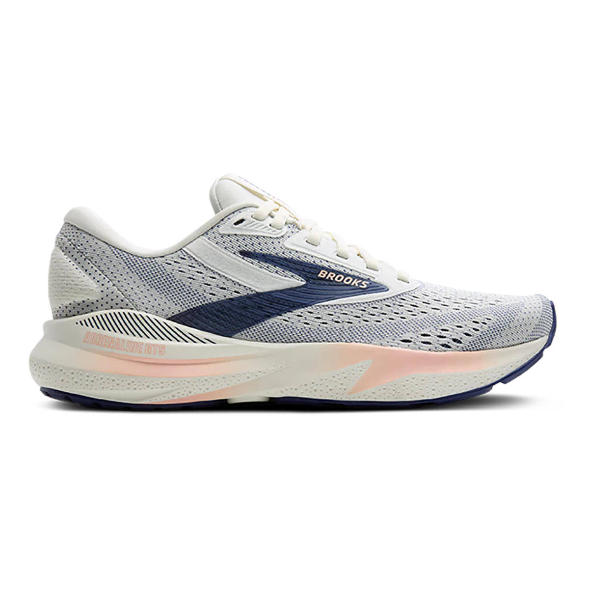 Women's Brooks Adrenaline GTS 24, Grey/Blue Ribbon/Peach, 8.5 D Wide