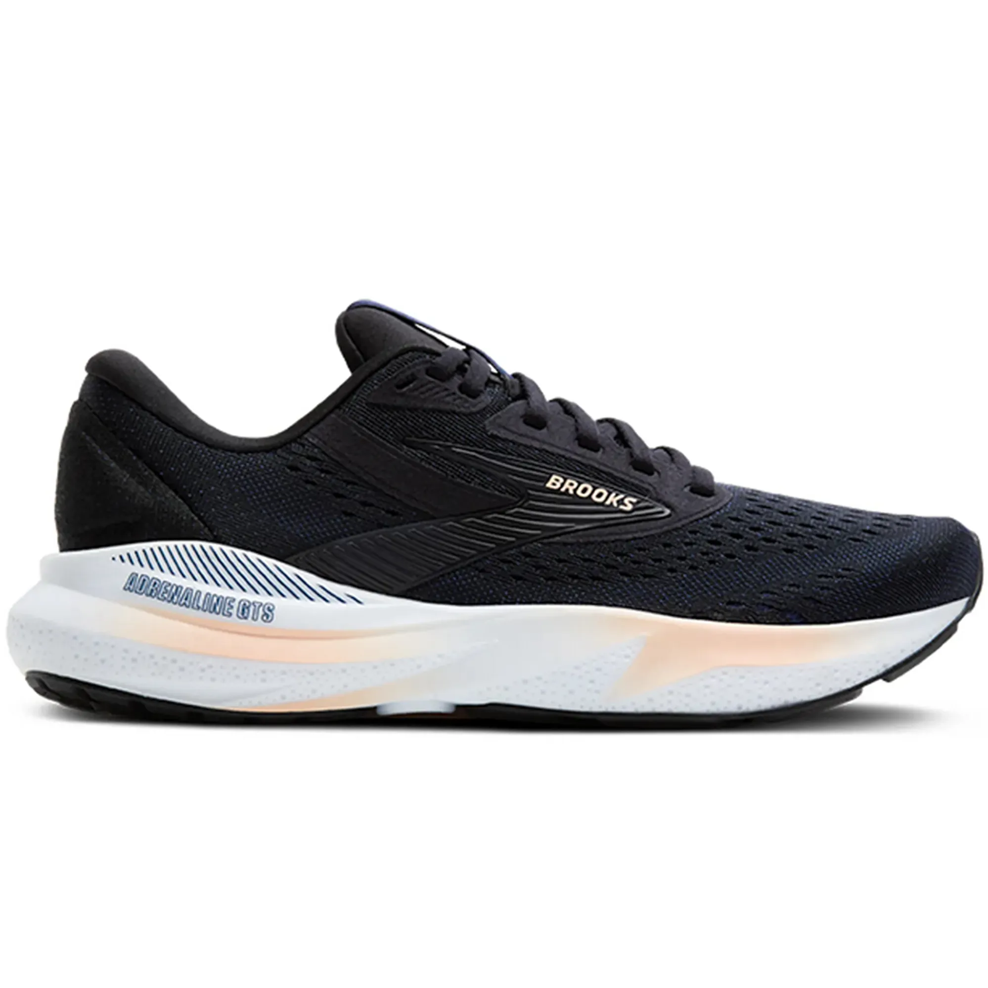 Women's Brooks Adrenaline GTS 24, Black/Peach/Peacoat, 7 B Medium