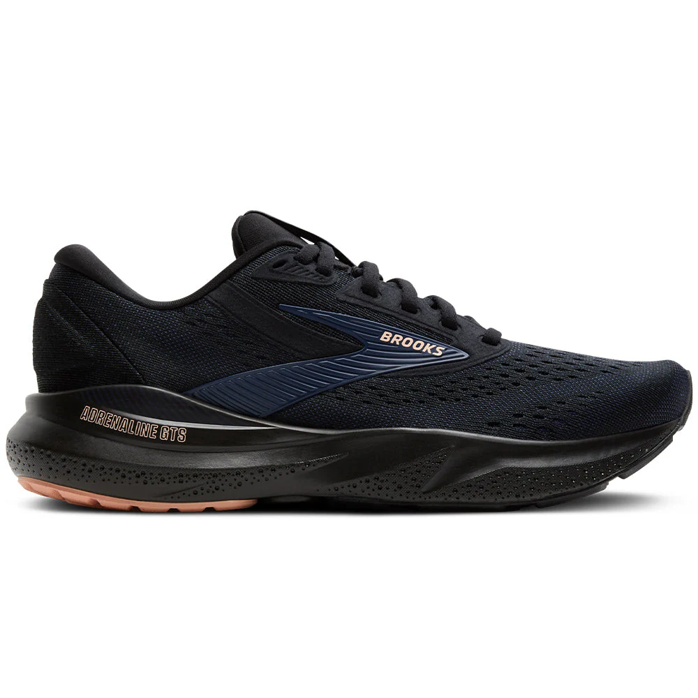 Women's Brooks Adrenaline GTS 24, Black/Peacoat/Peach, 6 B Medium
