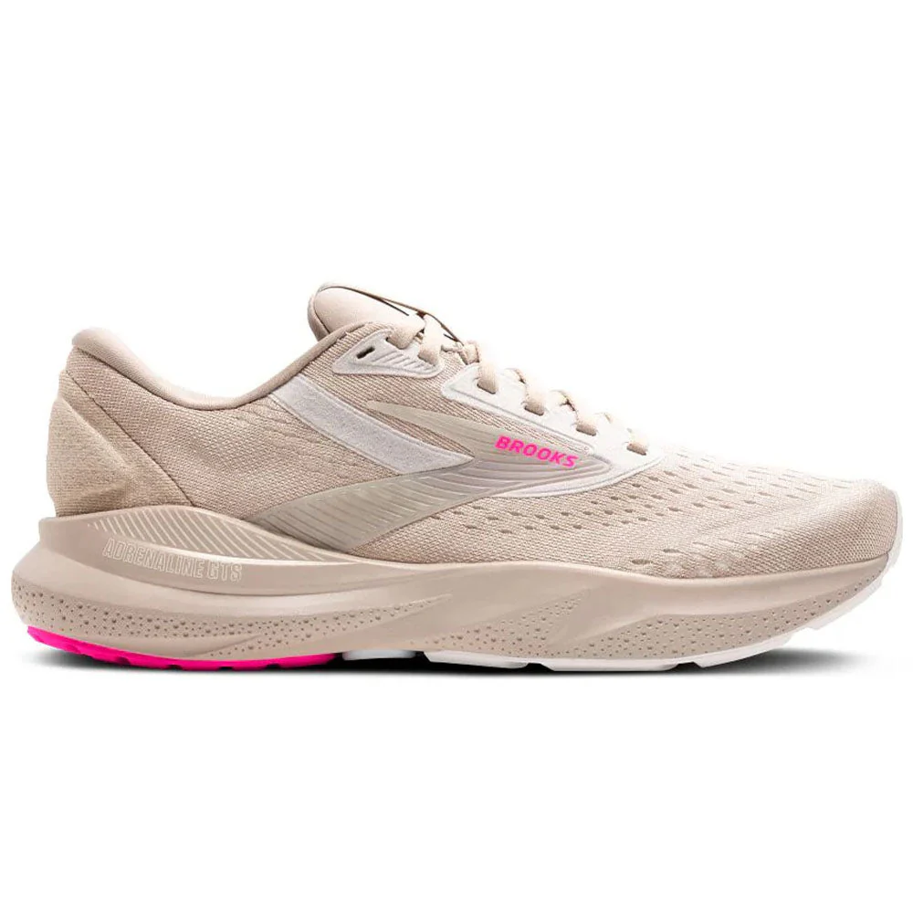 Women's Brooks Adrenaline GTS 24, Chateau Grey/Coconut/Pink, 8.5 B Medium