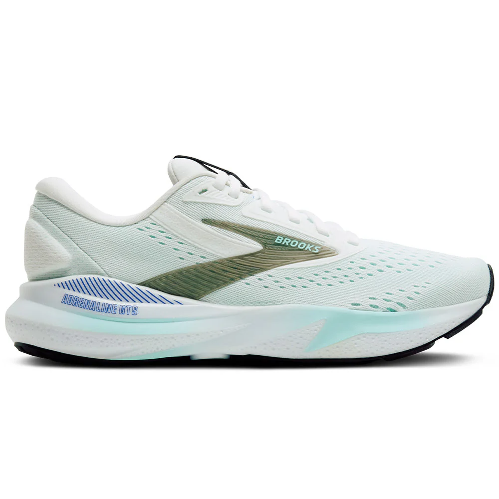 Women's Brooks Adrenaline GTS 24, White/Limpet Shell/Amparo, 8 B Medium