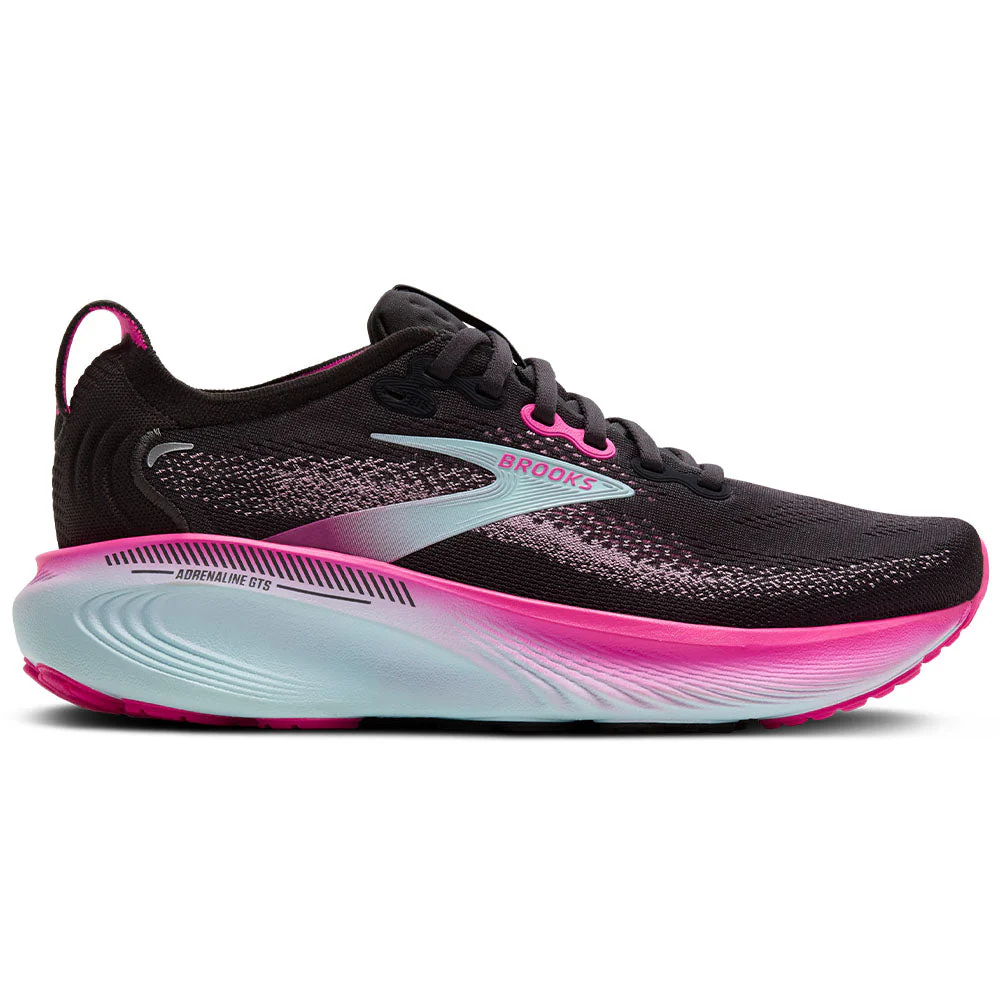 Women's Brooks Adrenaline GTS 25, Black/Cyber Pink/Iced Aqua, 7 B Medium