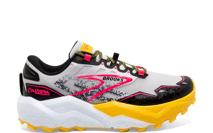 Women's Brooks Caldera 7, Lunar Rock/Lemon Chrome/Black, 6.5 B Medium