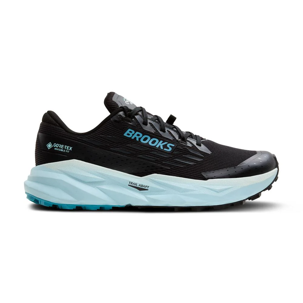 Women's Brooks Cascadia 19 GTX, Black/Ebony/Blue Flower, 7.5 B Medium