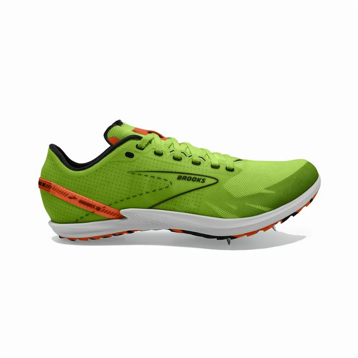 Women's Brooks Draft XC, Green Gecko/Red Orange/White, 9.5 B Medium