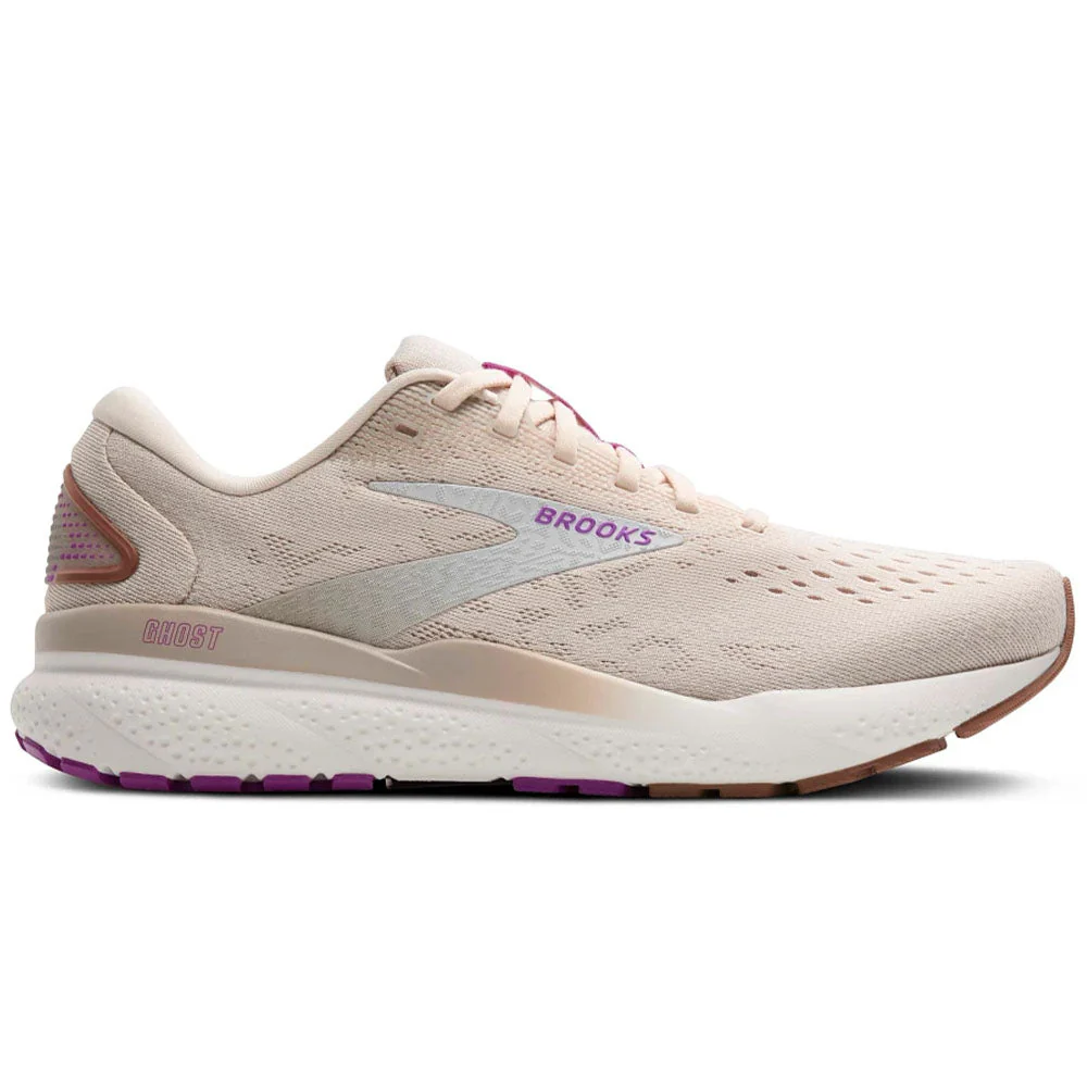 Women's Brooks Ghost 16, Almond Peach/Coconut/Purple, 8.5 B Medium
