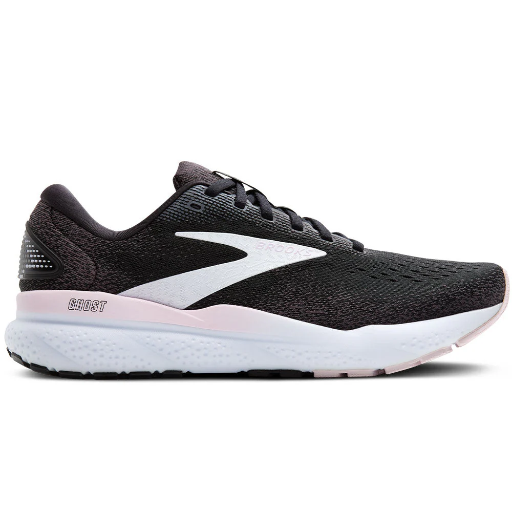 Women's Brooks Ghost 16, Black/White/Orchid Ice, 9 B Medium