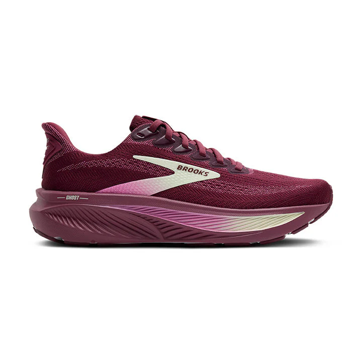 Women's Brooks Ghost 17, Burgundy/Pink/Green, 7.5 B Medium