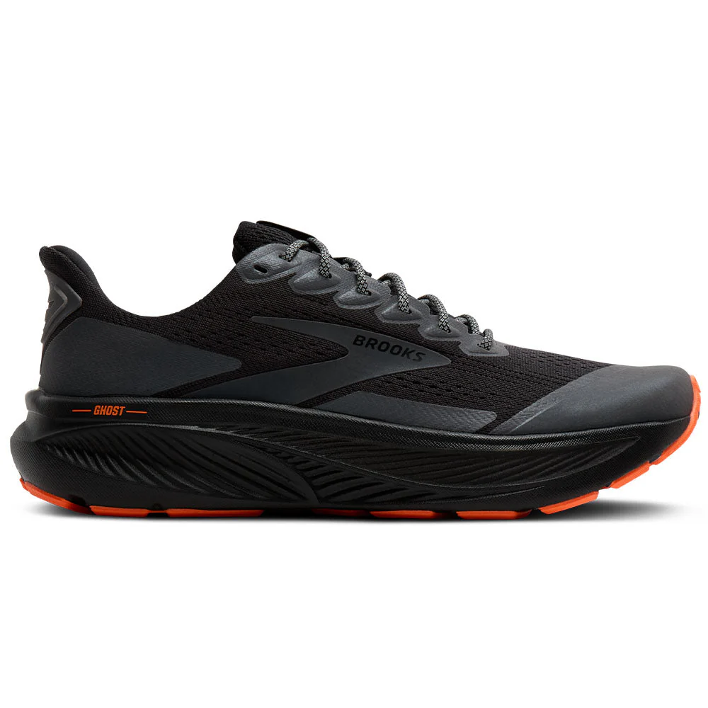Women's Brooks Ghost 17, Black/Orange, 8 B Medium