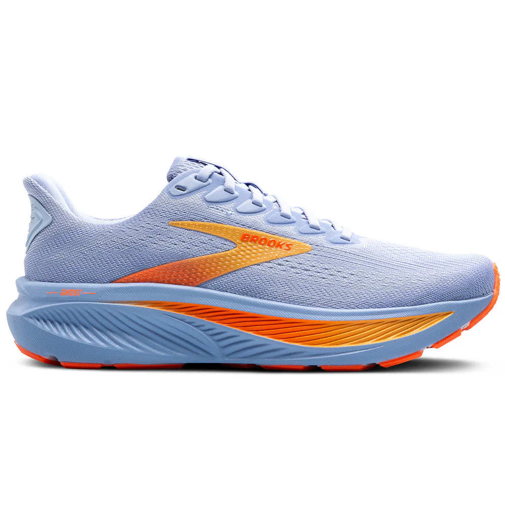 Women's Brooks Ghost 17, Blue Heron/White/Orange, 8 B Medium