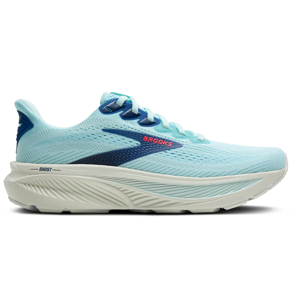 Women's Brooks Ghost 17, Clearwater/Navy Peony, 9.5 B Medium